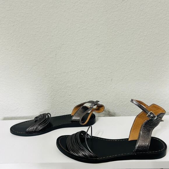 Coach Melynda Pewter Leather Cage Strappy Gladiator Adjacent Sandals Size 6 - Picture 6 of 11
